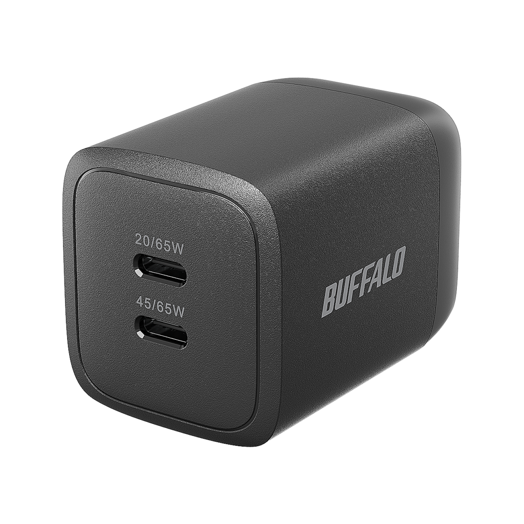 2つのUSB-C端子が見える黒いバッファロー BSACPD6505C2BK