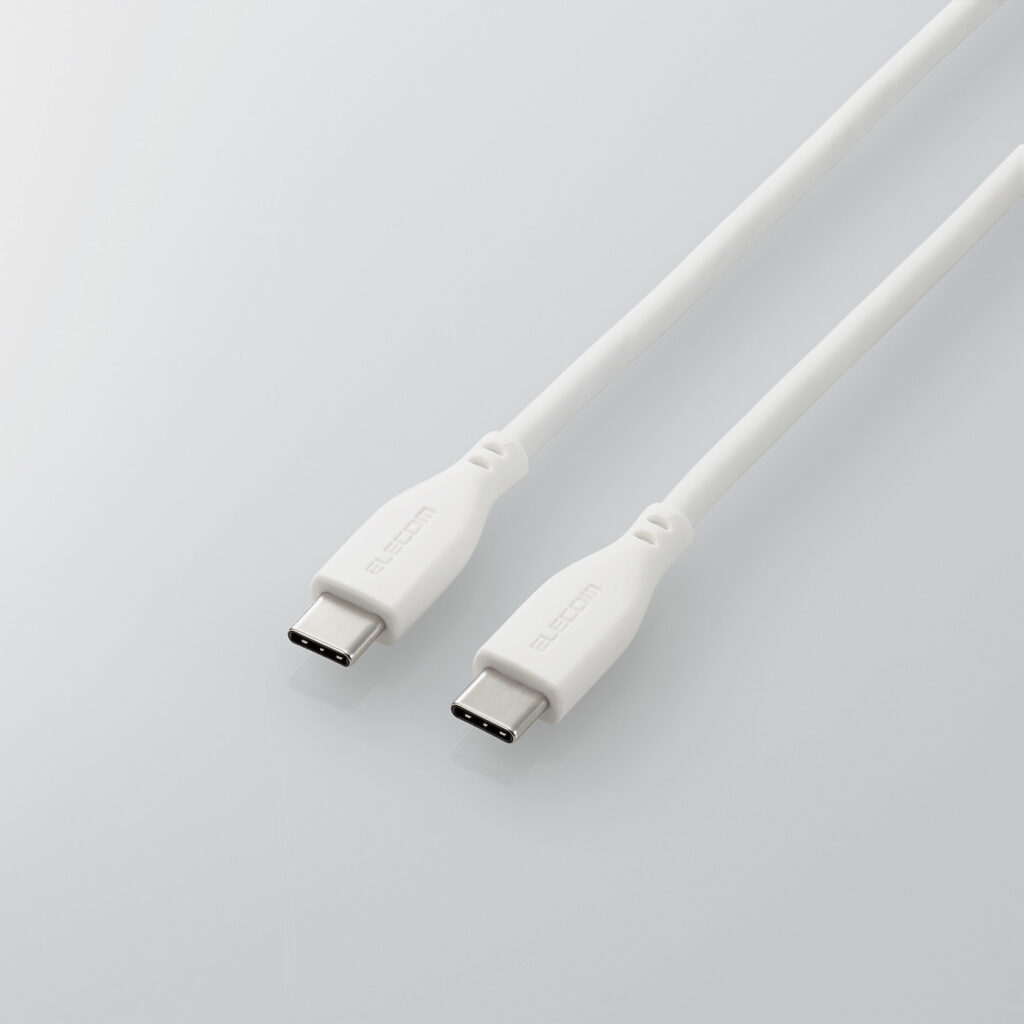 白いUSB Type-C端子を両端に備えたエレコム MPA-CCSS10WH 1mケーブル