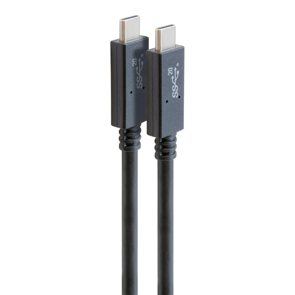 黒いUSB Type-C端子を両端に備えたGOPPA GP-CCU325A10M/B 1mケーブル